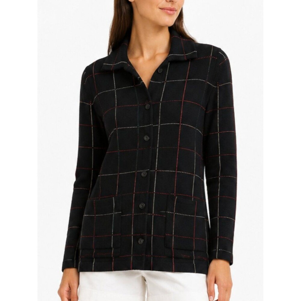 Lauren Ralph Lauren VTG 100% Lambswool Cardigan Size Medium Plaid Jacket Sweater